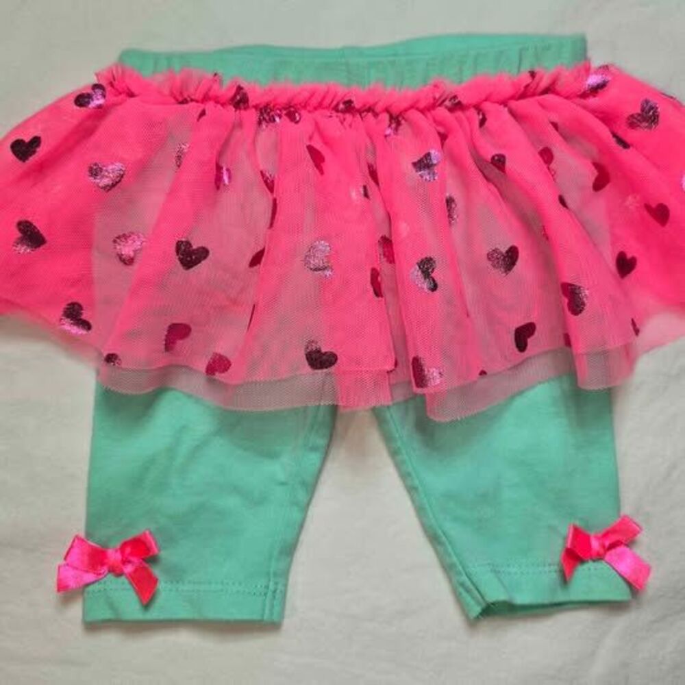 Hot pink 3-6 months pants tulle Tutu with hearts